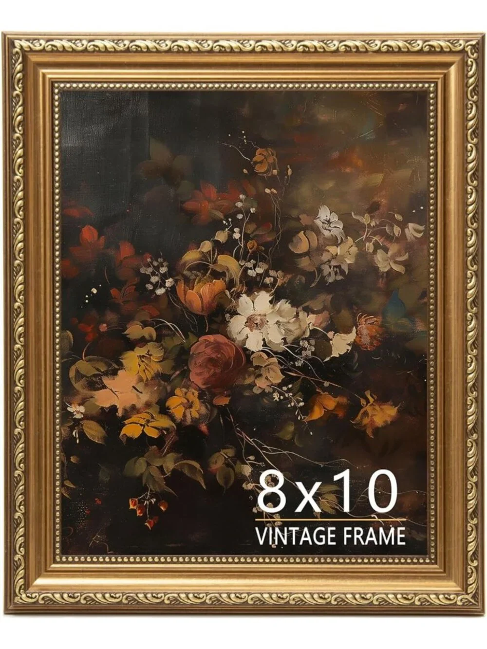 Vintage Bronze Gold 8x10 Picture Frame for Tabletop & Wall - Antique Home Decor